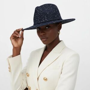 Elegant Navy Speckled Women's Fedora Hat.